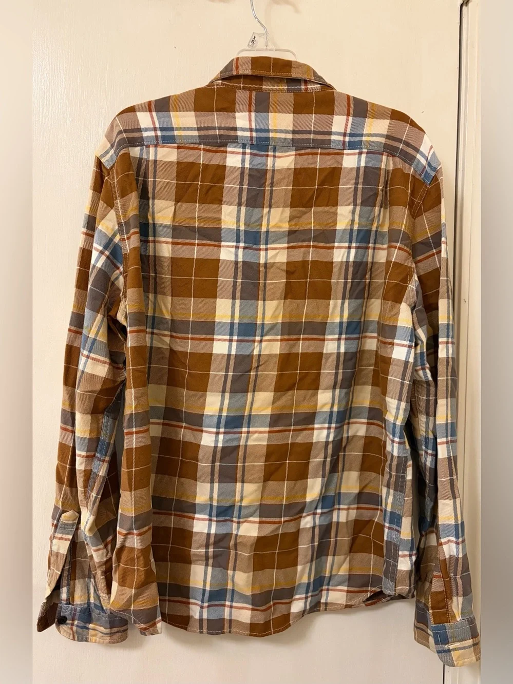 J. Crew Brown, Cream & Blue Plaid Shirt